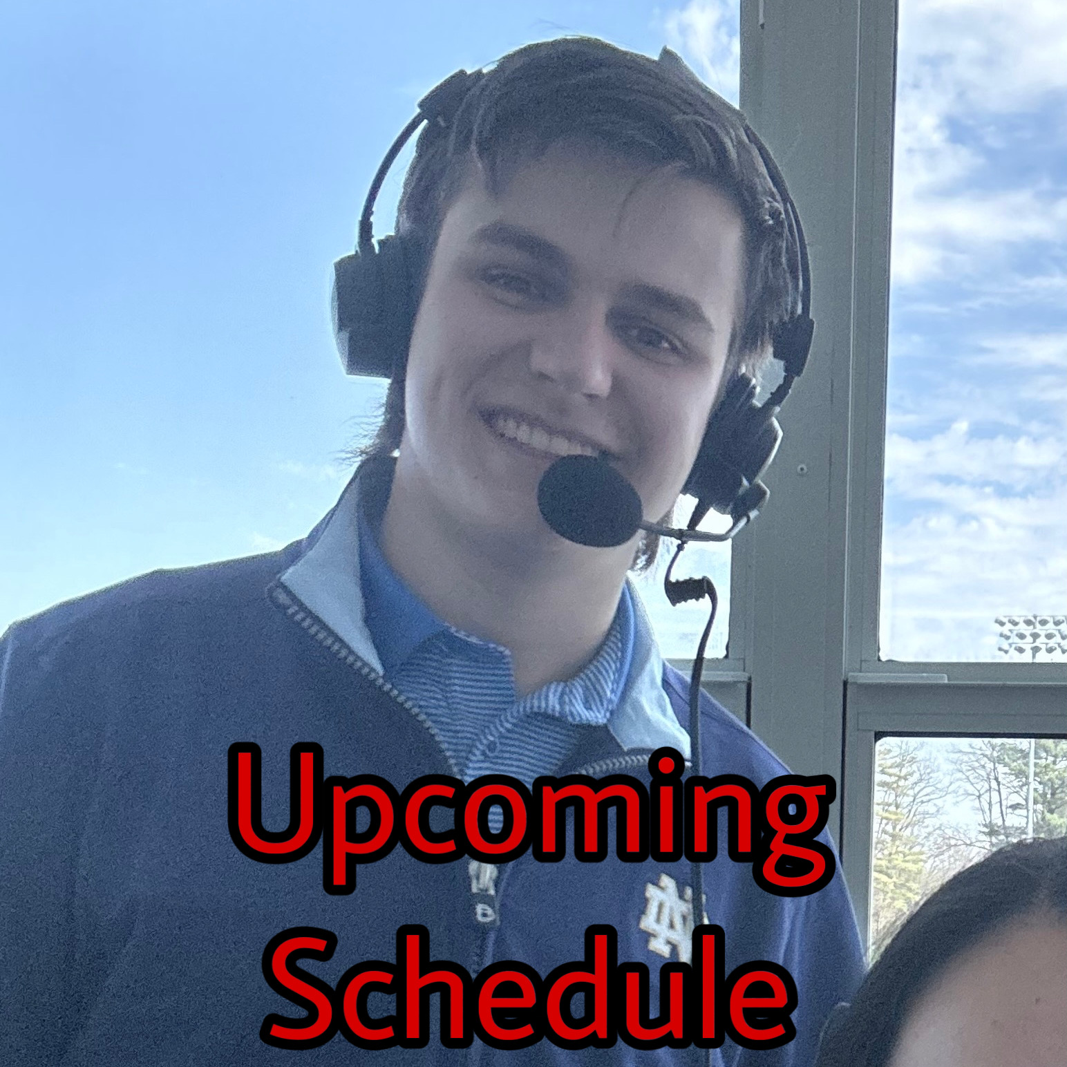 Photo of Charlie Morris from a Notre Dame rugby broadcast in the spring of 2024.